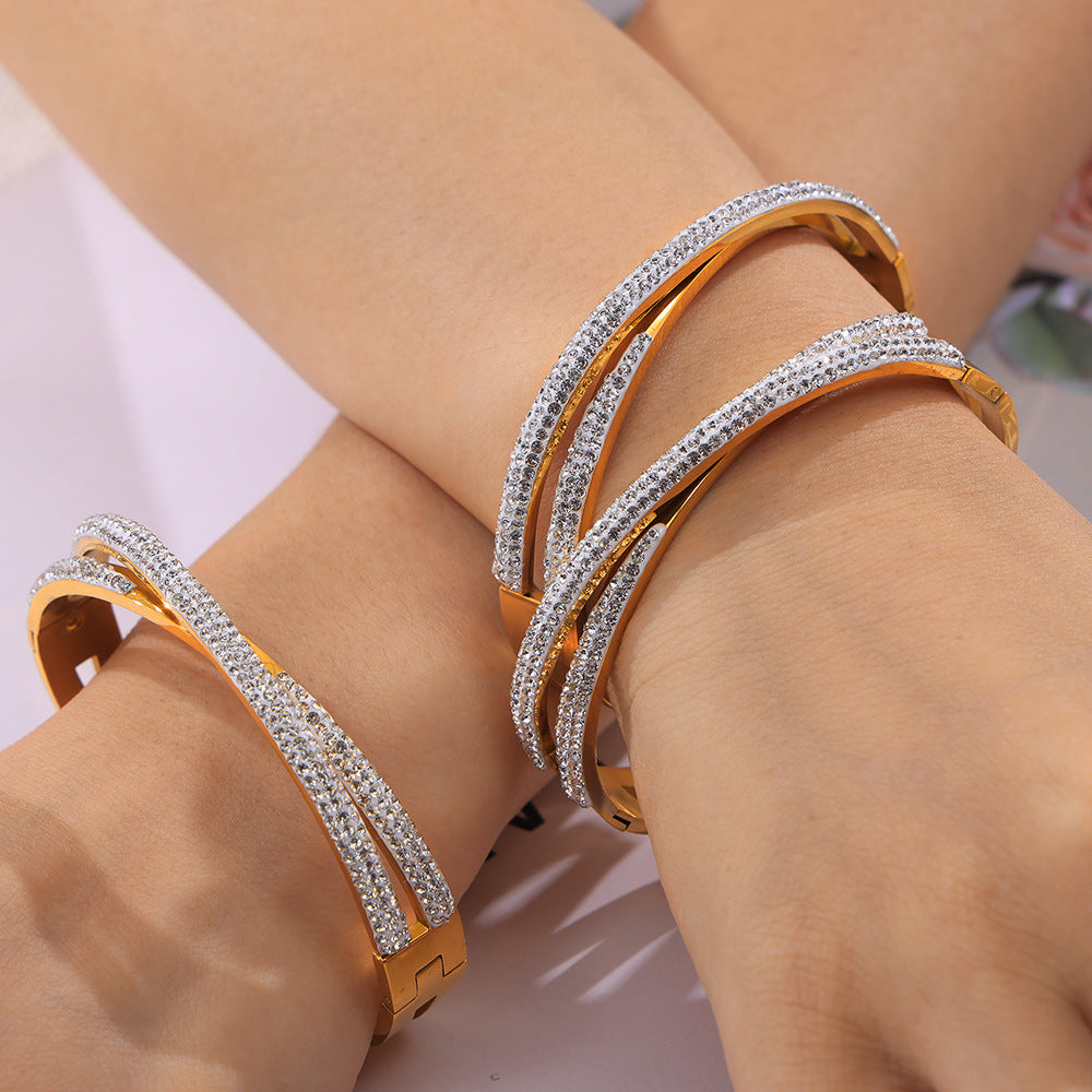 Double-layer Titanium Steel Plated Diamond Bracelet