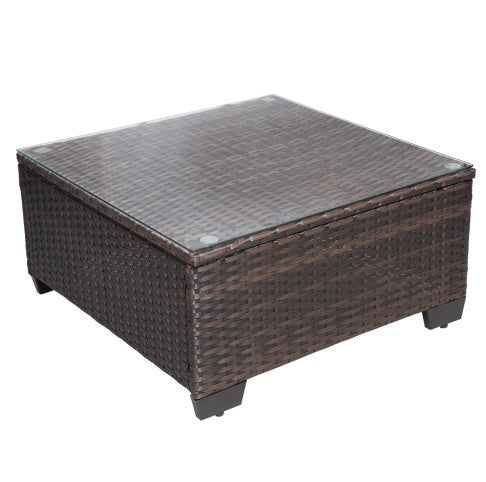 7Piece PE Rattan Wicker Cushioned Sofa Sets And Table