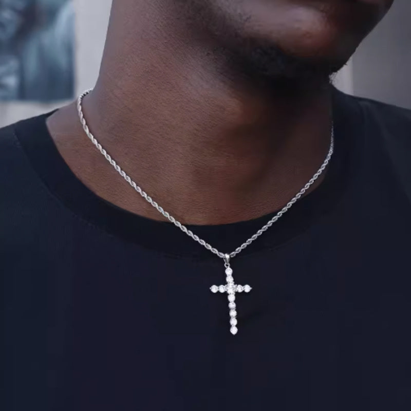 Sterling Silver Cross Necklace for Men and Women