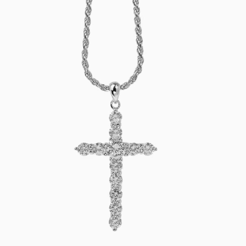 Sterling Silver Cross Necklace for Men and Women