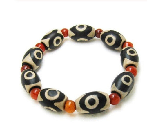 Three-eyed Dzi Bead Bracelet