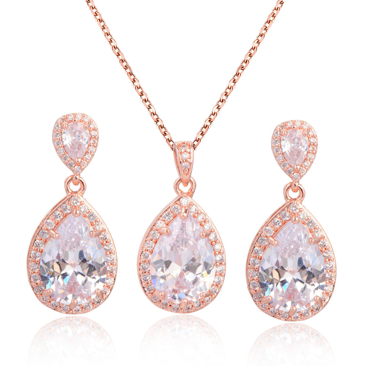 Bright Big Zircon Water Drops Necklace