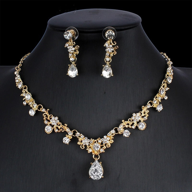 Golden Zircon Jewelry Two-piece Set