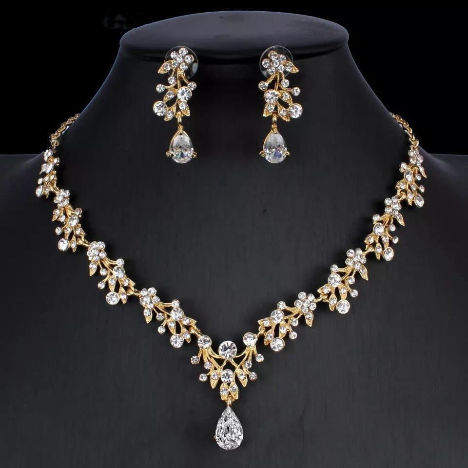 Golden Zircon Jewelry Two-piece Set