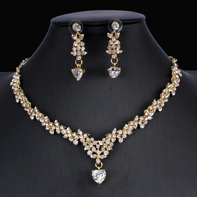 Golden Zircon Jewelry Two-piece Set