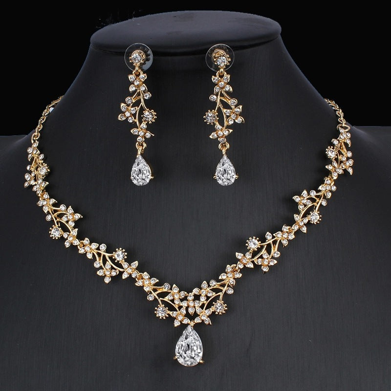 Golden Zircon Jewelry Two-piece Set