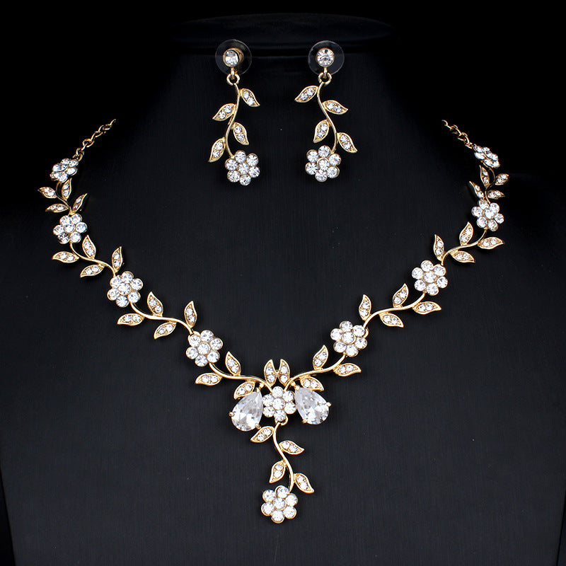 Golden Zircon Jewelry Two-piece Set