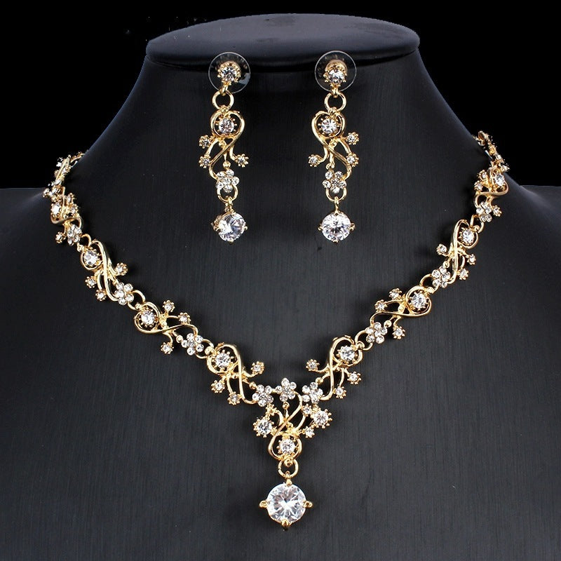 Golden Zircon Jewelry Two-piece Set