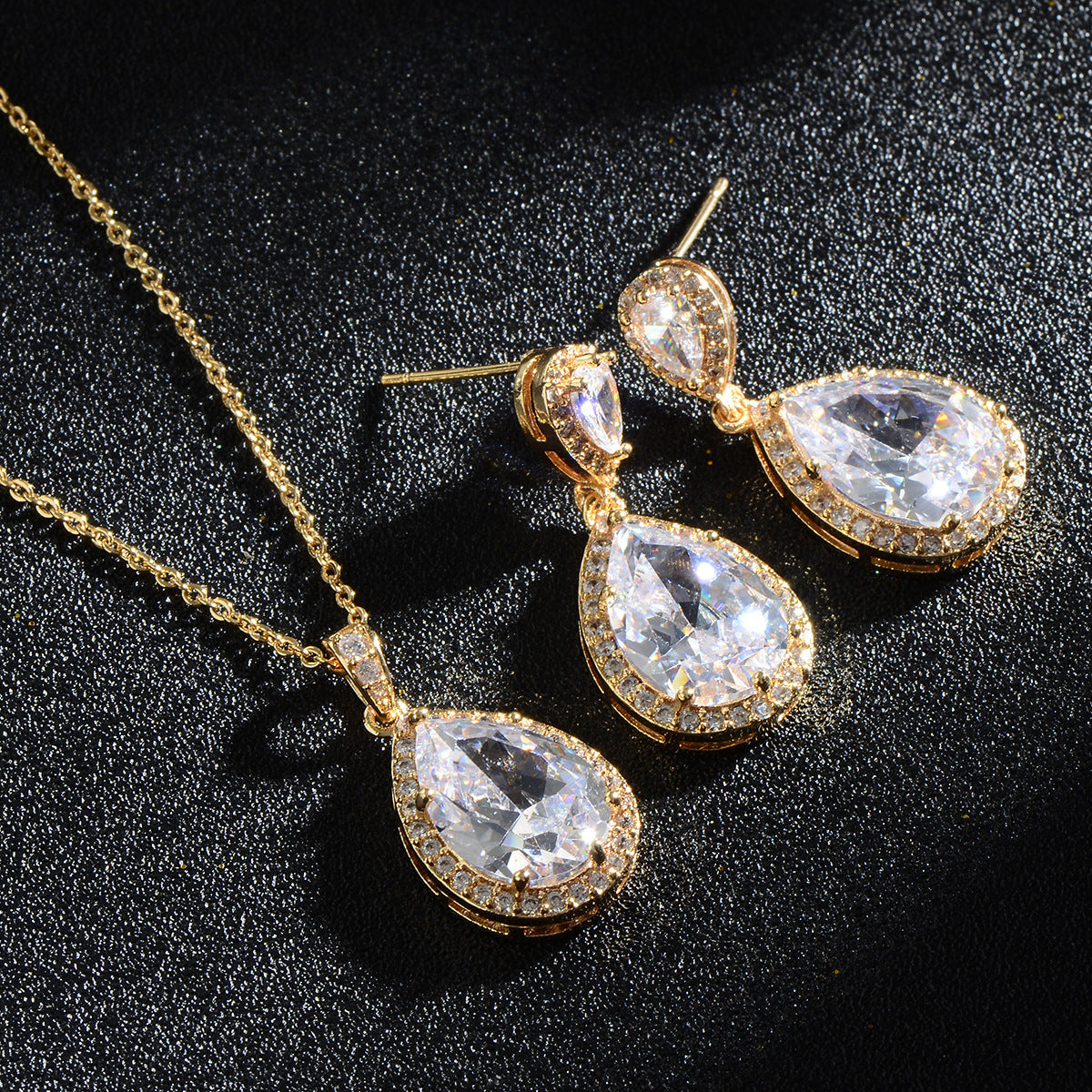 Bright Big Zircon Water Drops Necklace