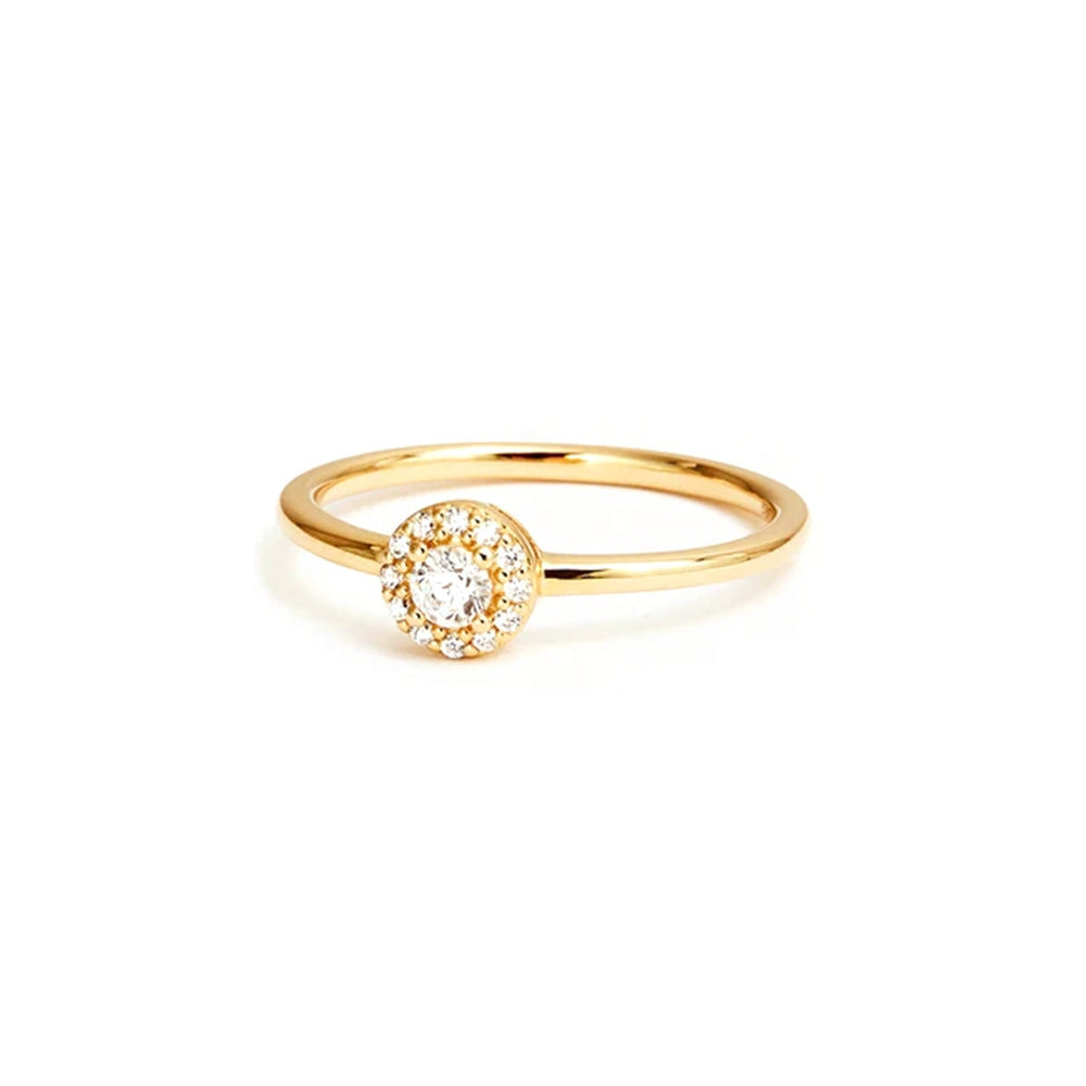 Rounded Corner Moissanite 18K Gold Ring