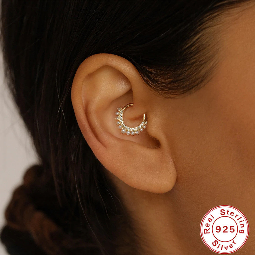 Rhinestone Pearl Ear Bone Stud