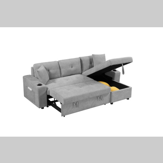 Convertible Sectional Sofa With Armrest Storage