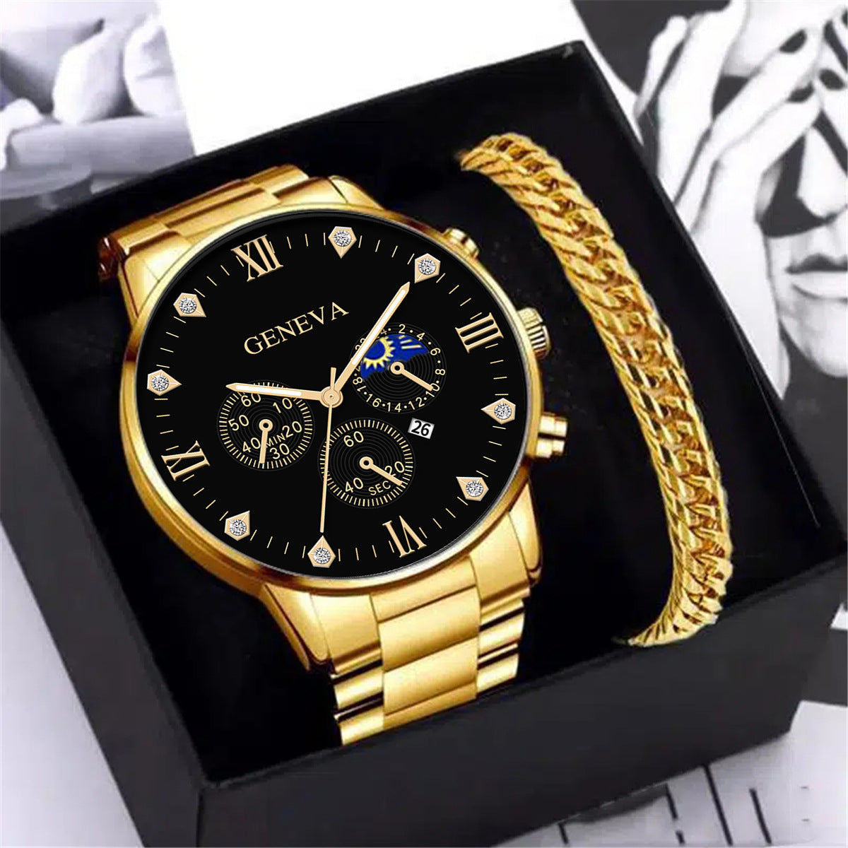 Business Men's Steel Belt Watch With Bracelet