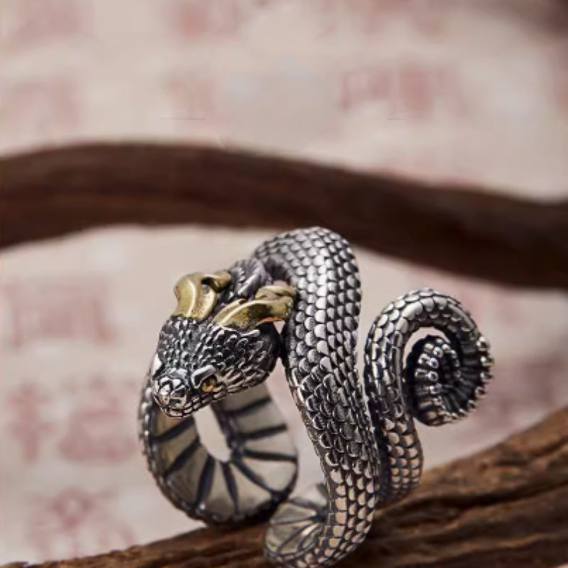 Trendy Pure Silver Personality Domineering Dragon Ring