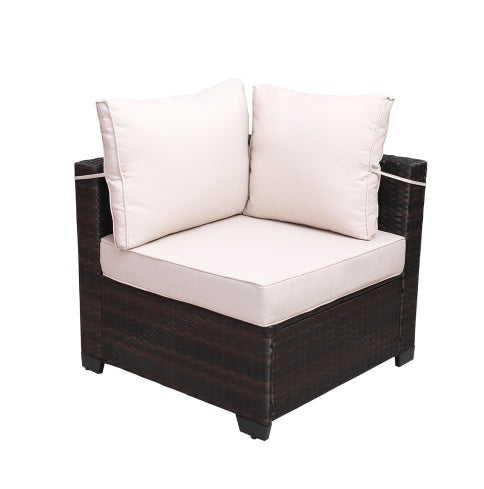 7Piece PE Rattan Wicker Cushioned Sofa Sets And Table