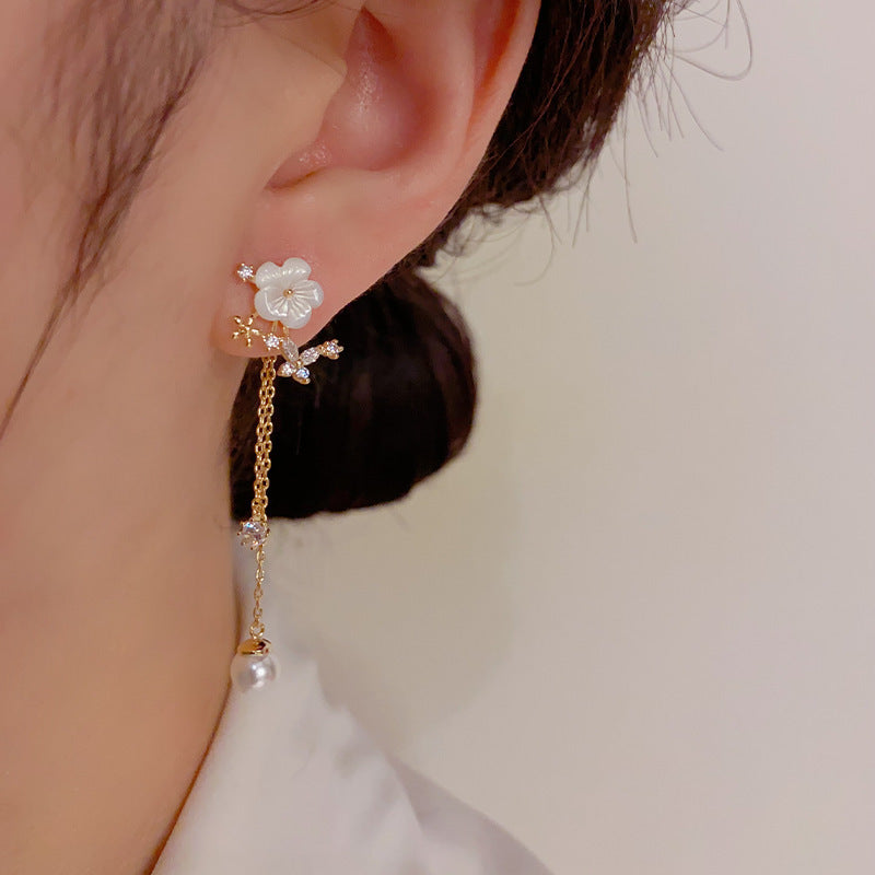 Flower Dual-wear Tassel Earrings