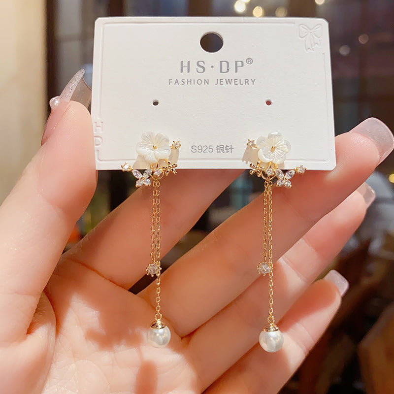 Flower Dual-wear Tassel Earrings