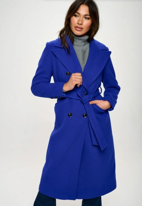 Double-Breasted Longline Coat With Belt