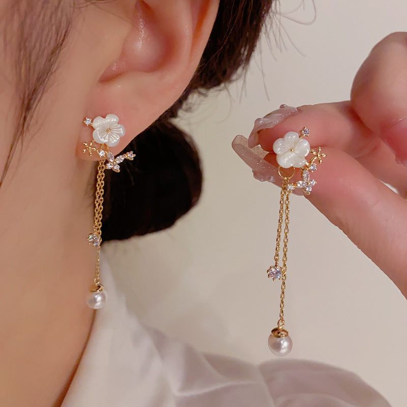 Flower Dual-wear Tassel Earrings