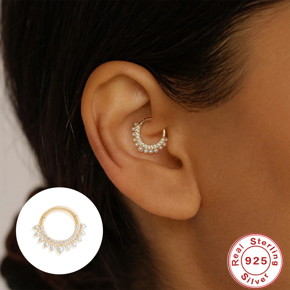 Rhinestone Pearl Ear Bone Stud