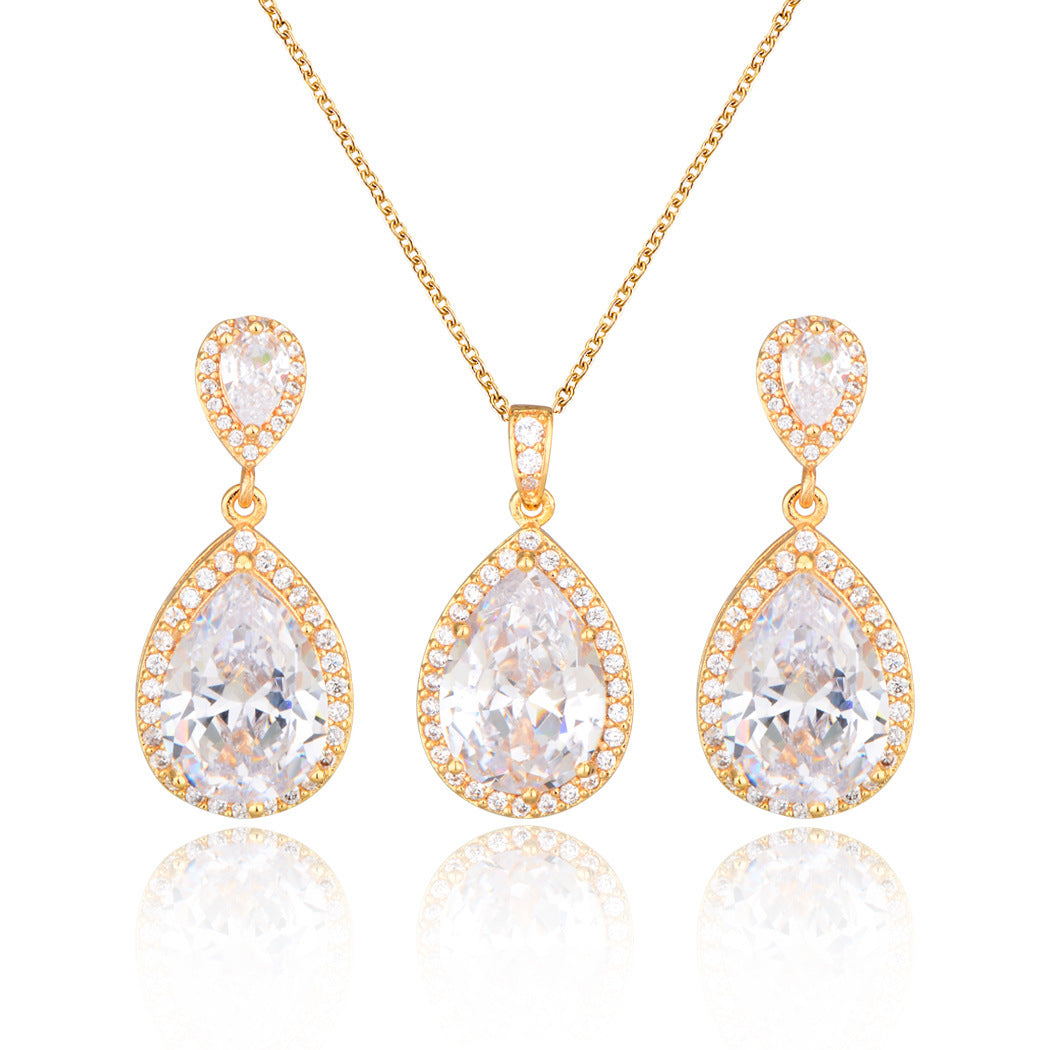 Bright Big Zircon Water Drops Necklace