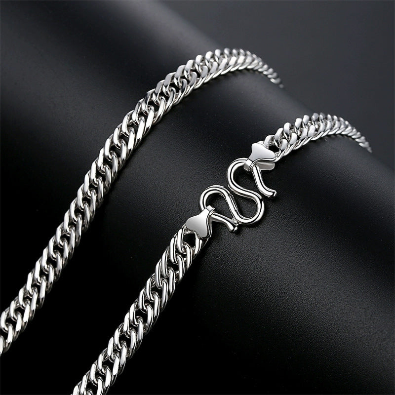 Pure Silver Thick Type Cuban Chain