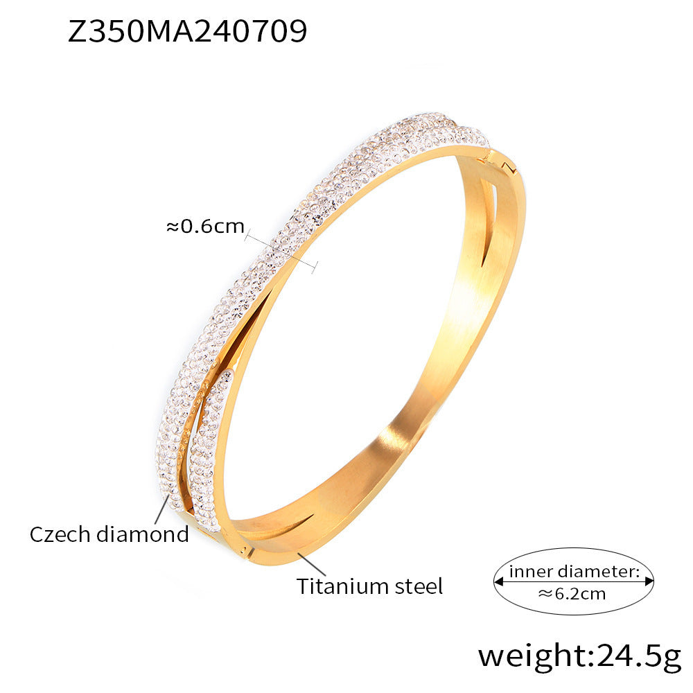 Double-layer Titanium Steel Plated Diamond Bracelet