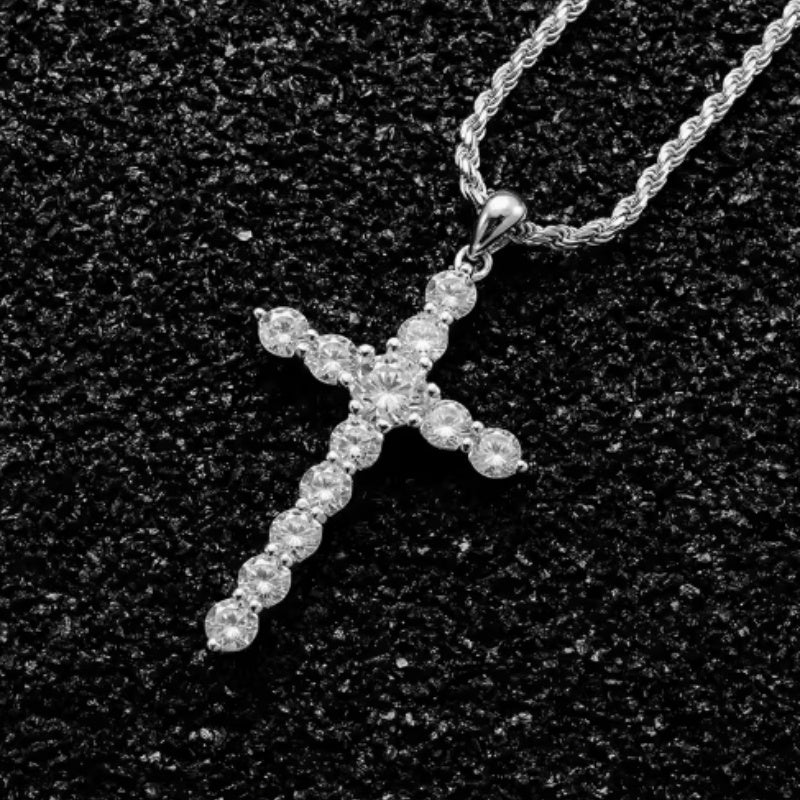 Sterling Silver Cross Necklace for Men and Women