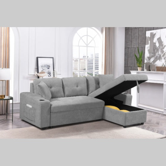 Convertible Sectional Sofa With Armrest Storage