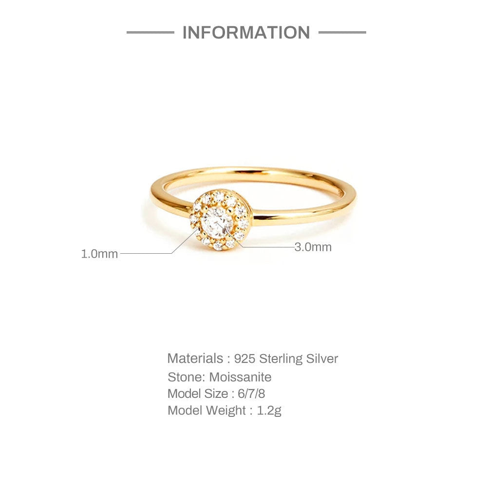 Rounded Corner Moissanite 18K Gold Ring